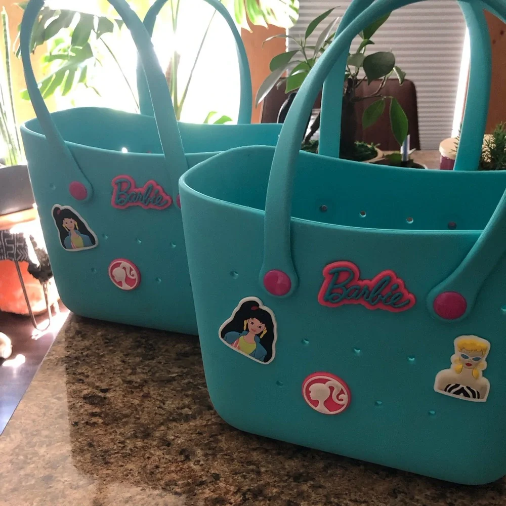 Barbie Turquoise Blue Tote with Pink Logo Accents